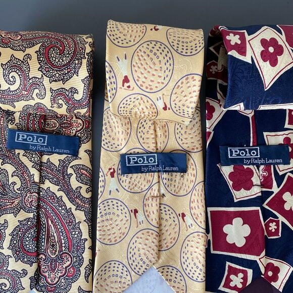 Set of 3 Polo Ralph Lauren Ties Collection 3.75” Wide 28” Long Preppy Americana - Picture 3 of 12